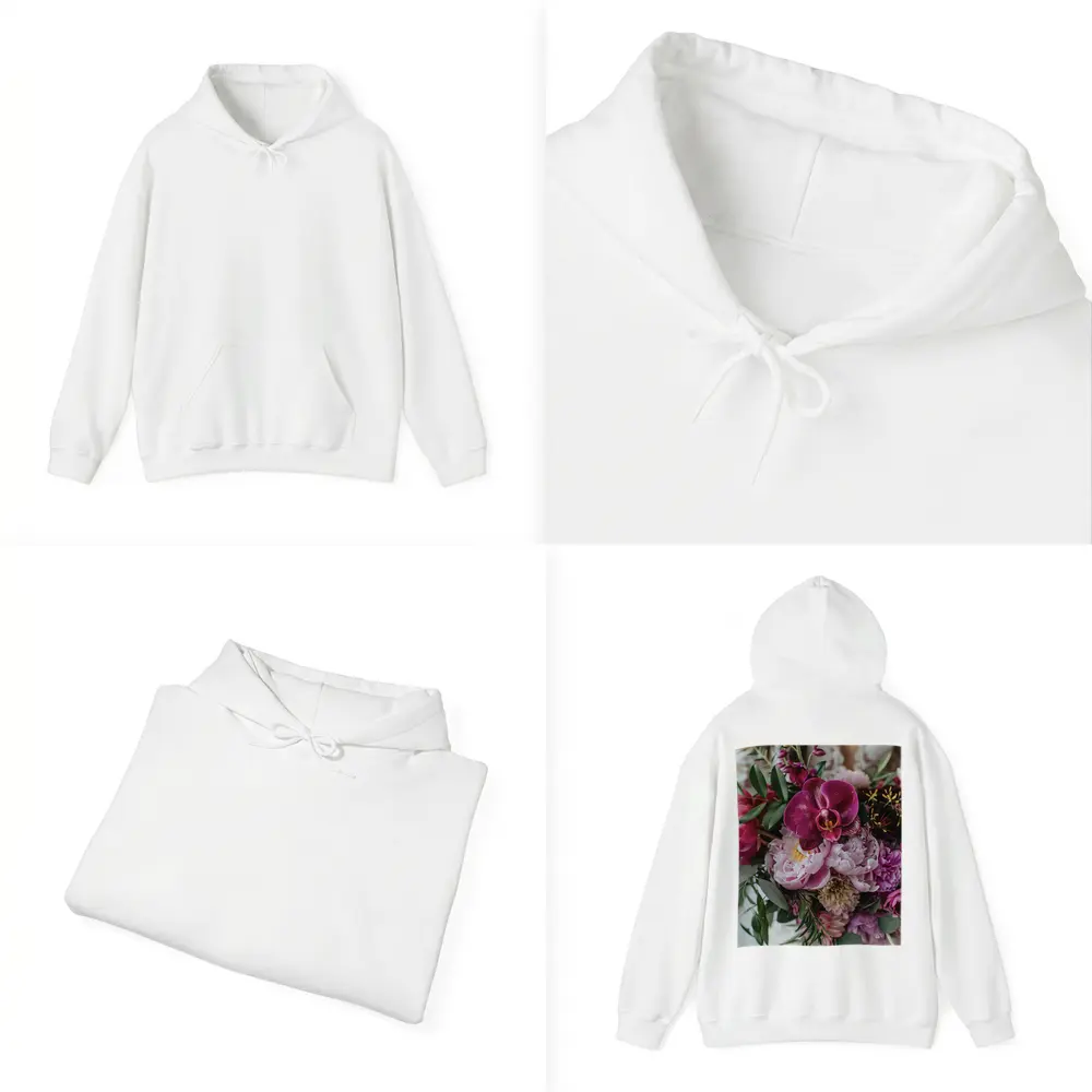 Pink Peonies and Purple Orchid Bouquet – Hoodies