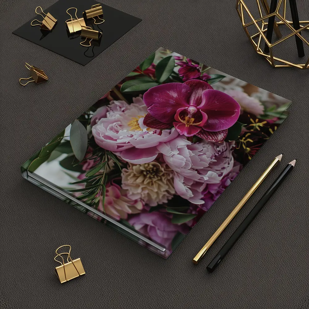 Pink Peonies and Purple Orchid Bouquet – Notebooks