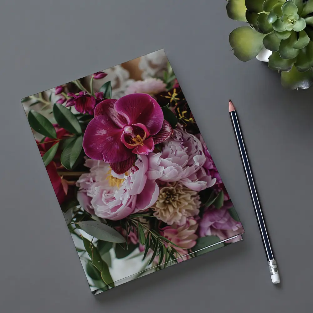Pink Peonies and Purple Orchid Bouquet – Notebooks