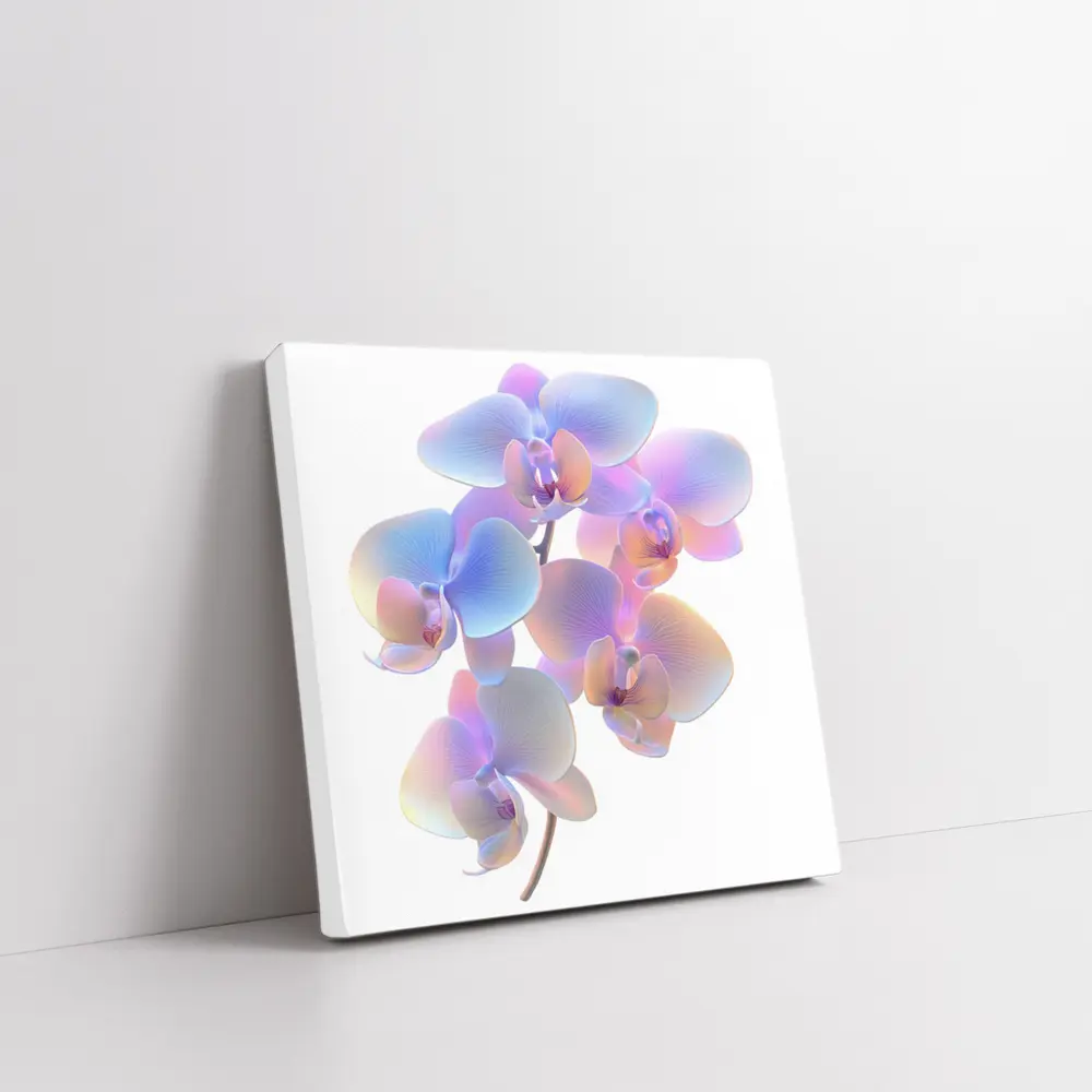 Iridescent Orchid Branch On White Background – Wall Art