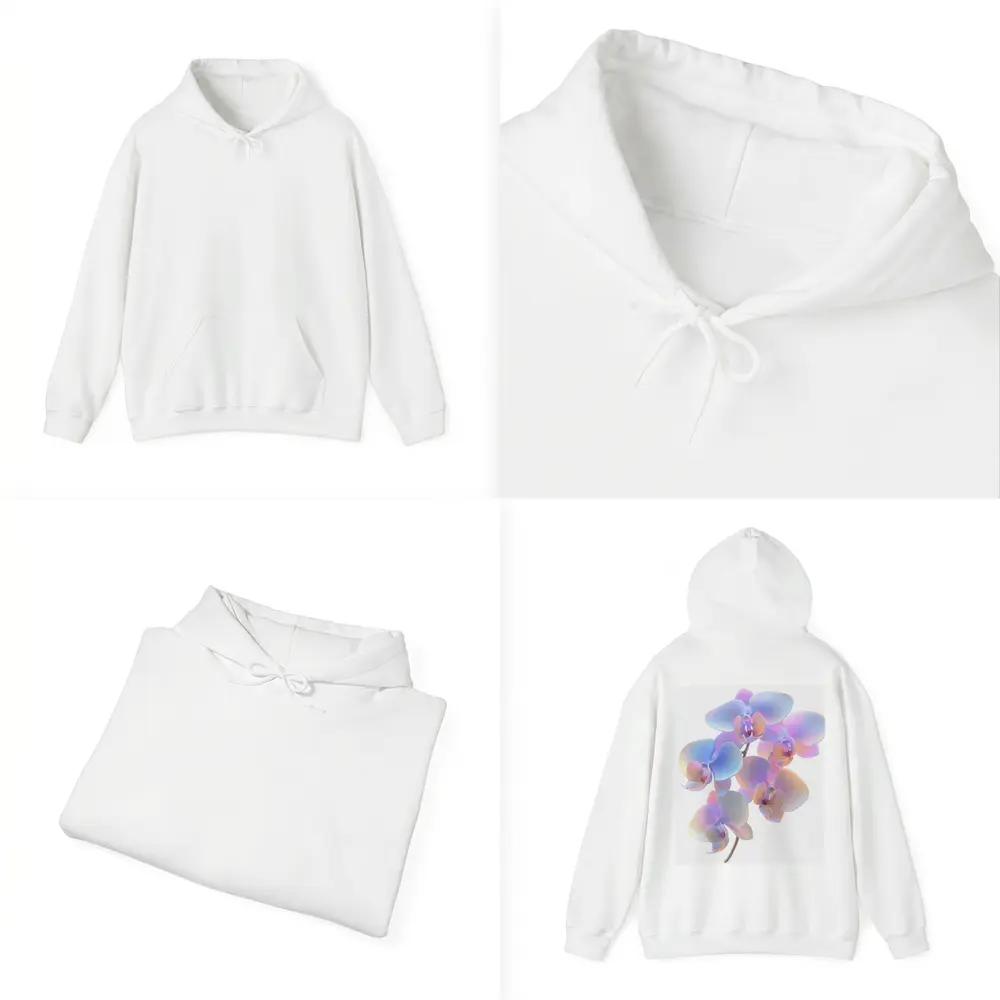 Iridescent Orchid Branch On White Background – Hoodies