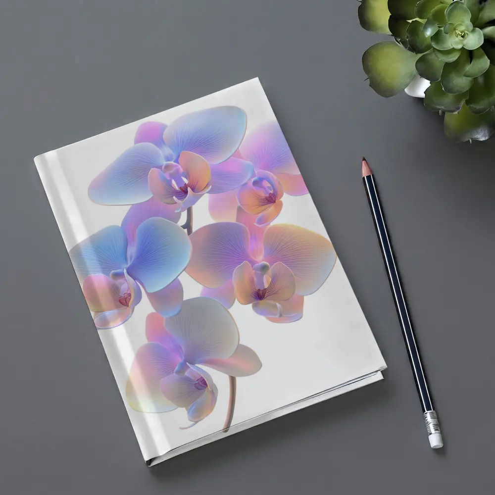 Iridescent Orchid Branch On White Background – Notebooks