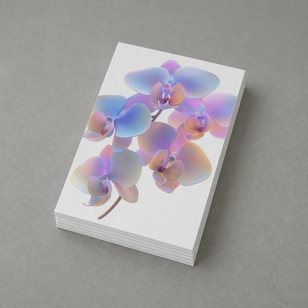 Iridescent Orchid Branch On White Background – Postcards