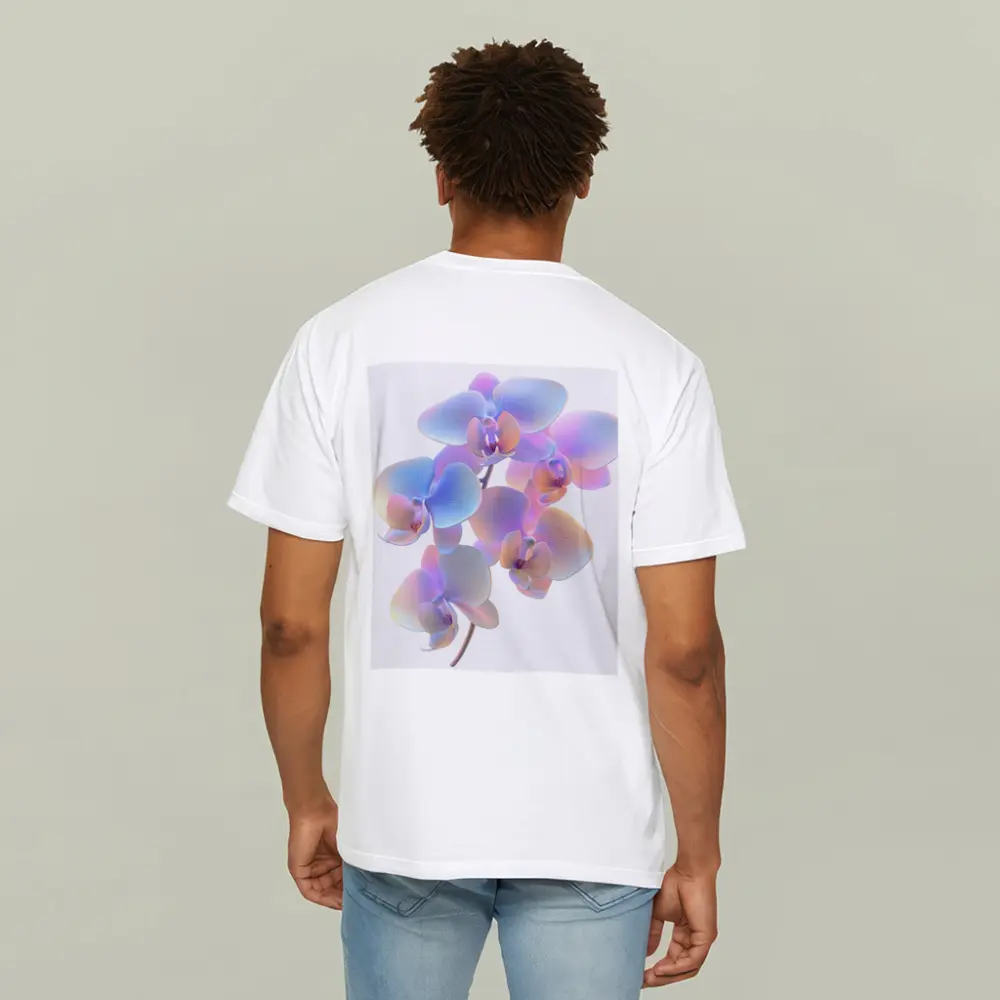 Iridescent Orchid Branch On White Background – T-Shirts
