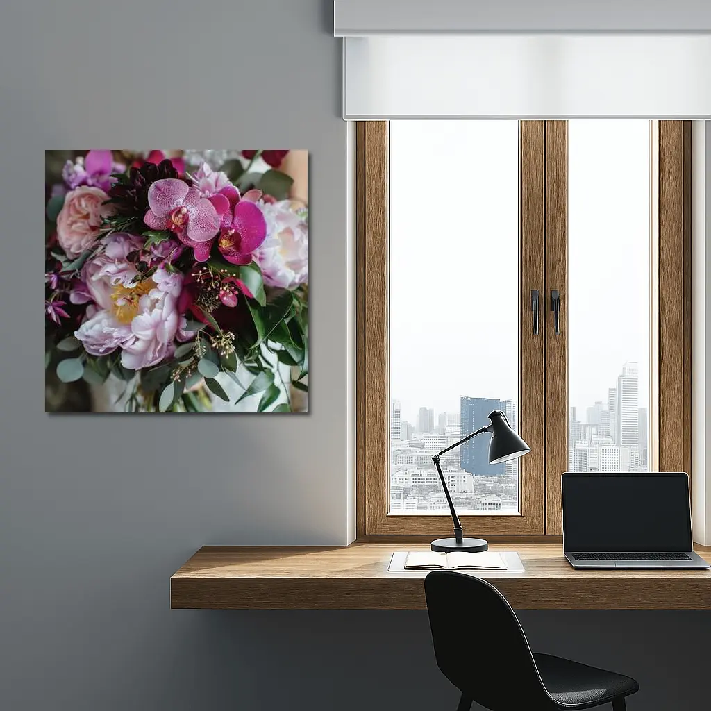 Pink Peonies Orchids Lush Floral Bouquet – Wall Art