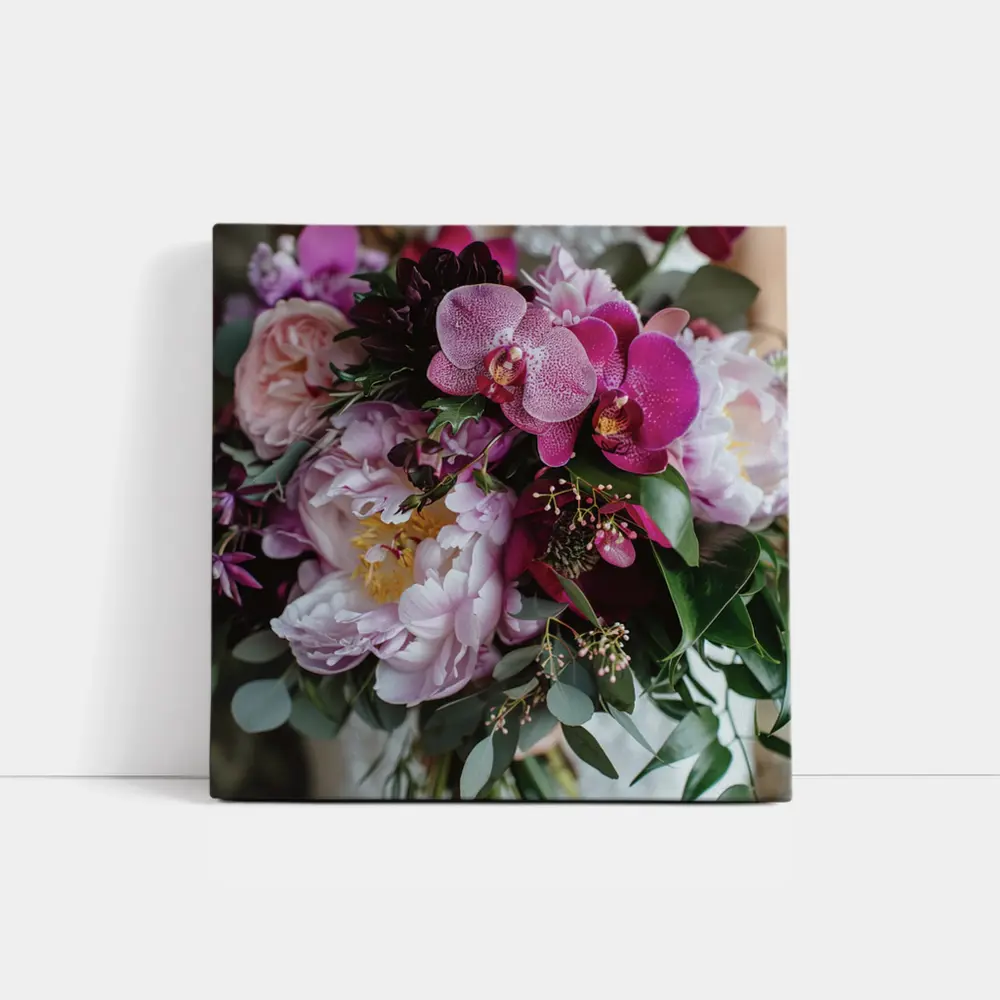 Pink Peonies Orchids Lush Floral Bouquet – Wall Art