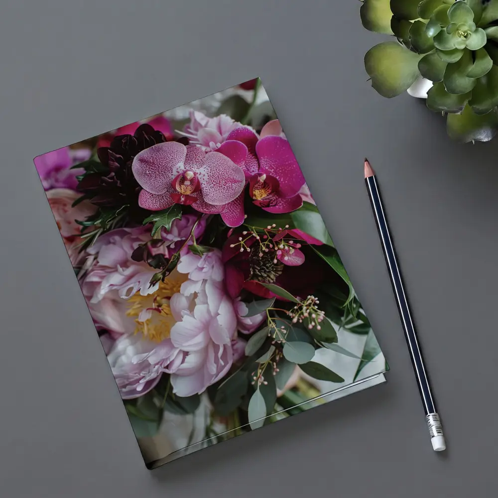 Pink Peonies Orchids Lush Floral Bouquet – Notebooks
