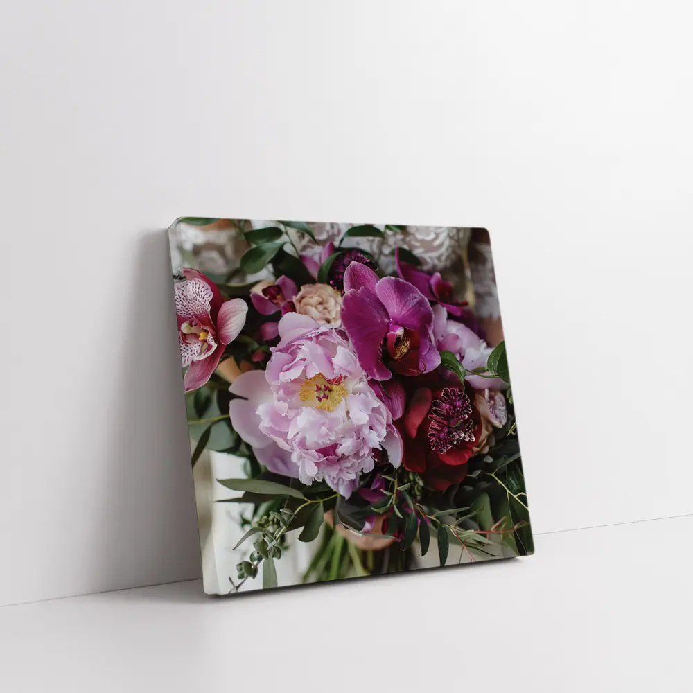 Pink Peony Purple Orchid Wedding Bouquet – Wall Art