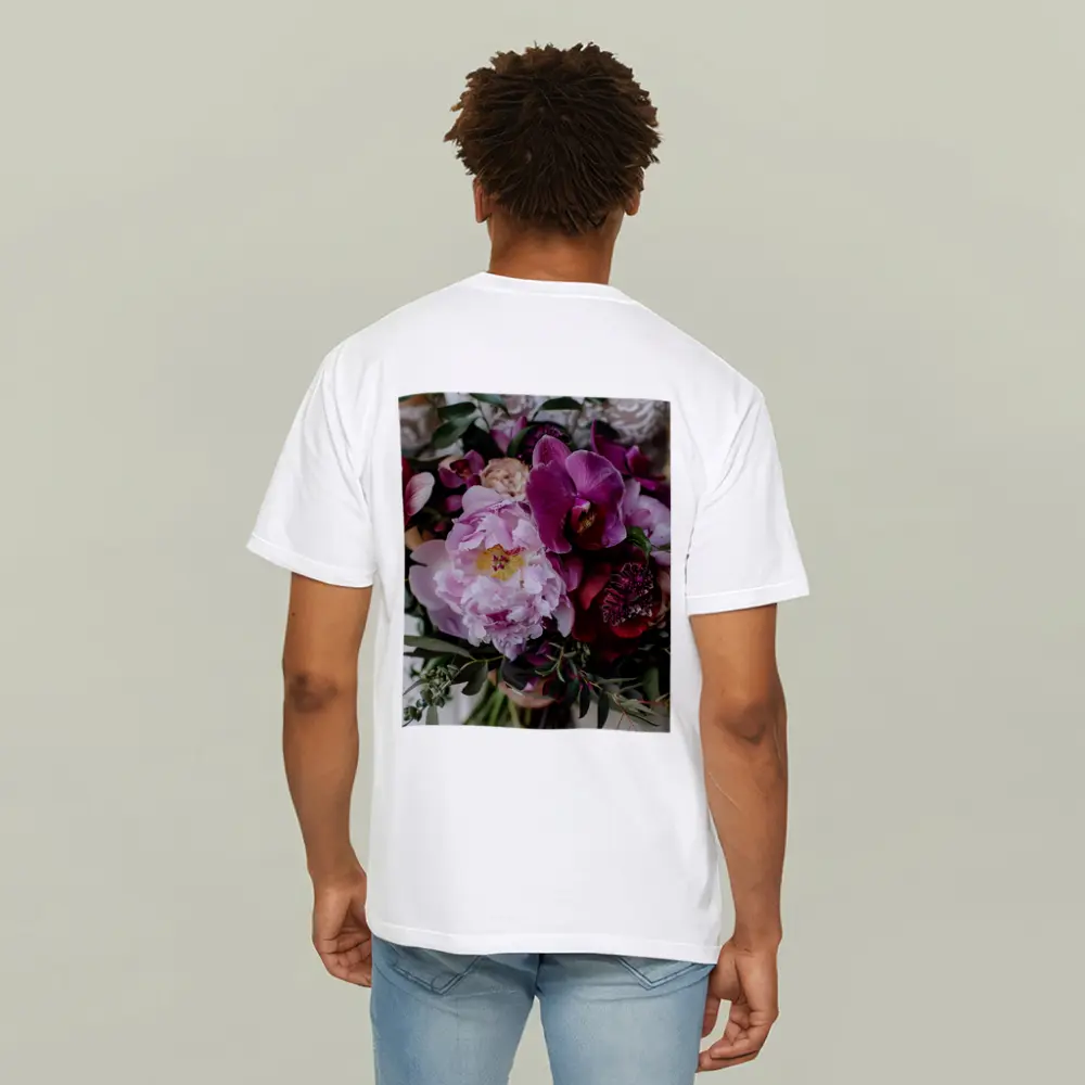 Pink Peony Purple Orchid Wedding Bouquet – T-Shirts