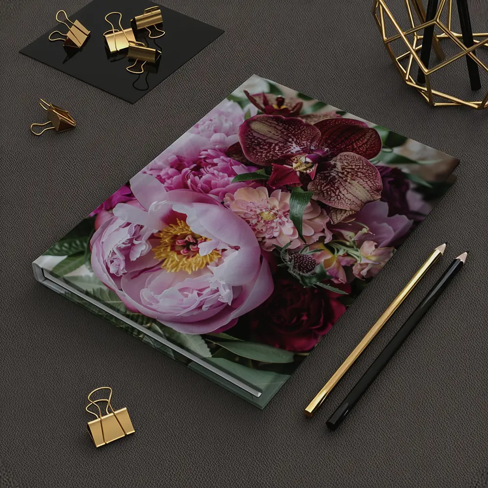 Pink Peonies Burgundy Orchids Wedding Bouquet – Notebooks