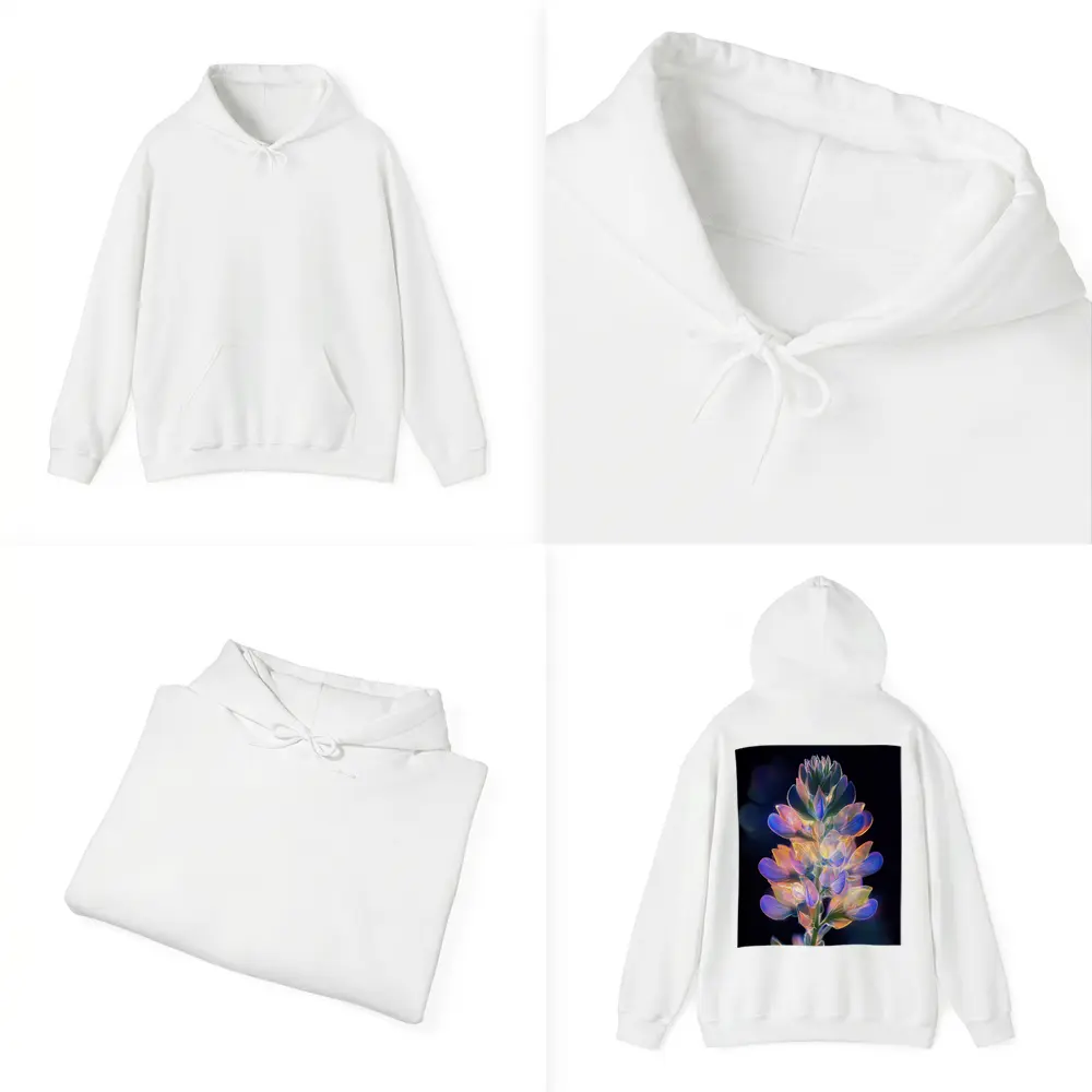 Glowing Lupin Flower Dark Background Neon – Hoodies