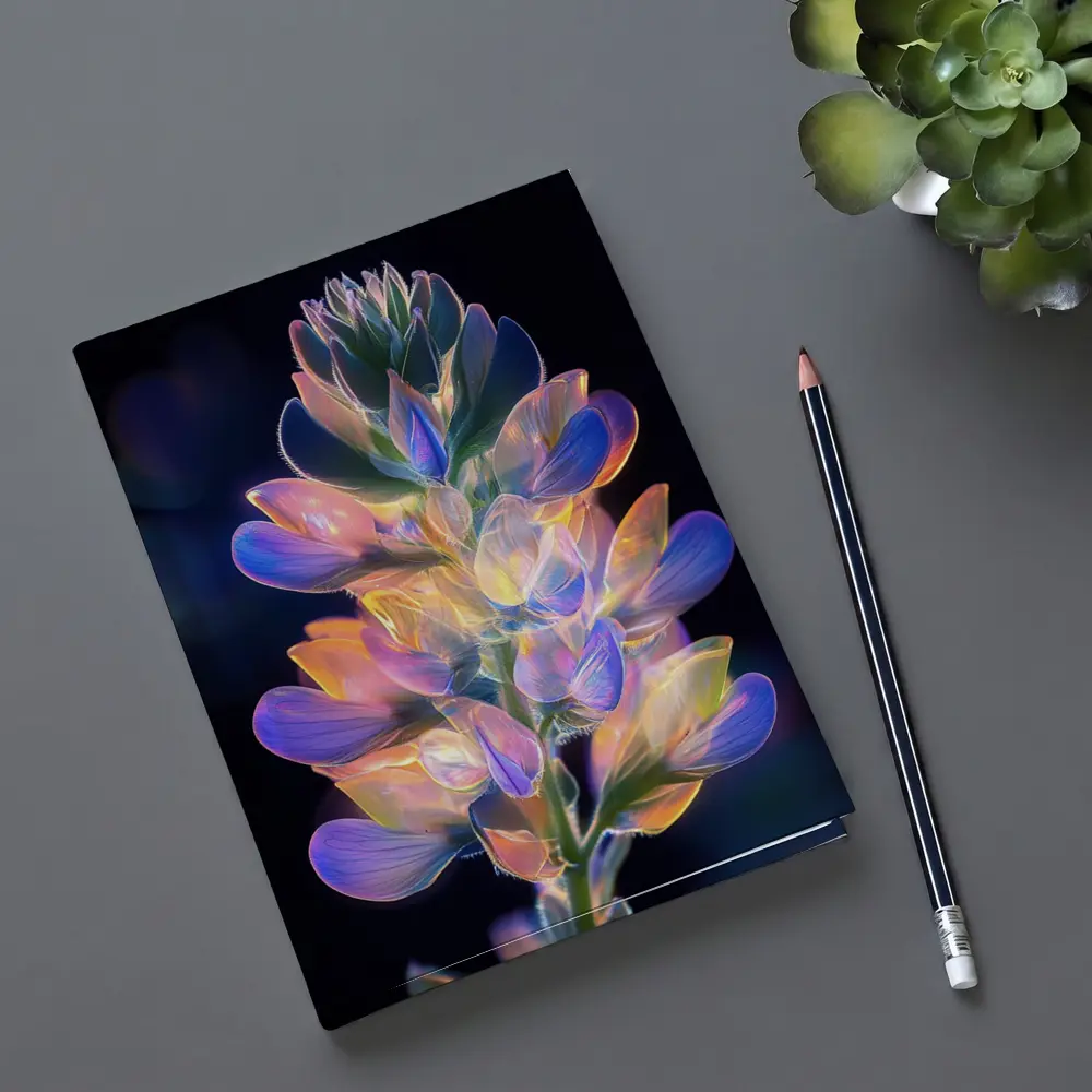 Glowing Lupin Flower Dark Background Neon – Notebooks