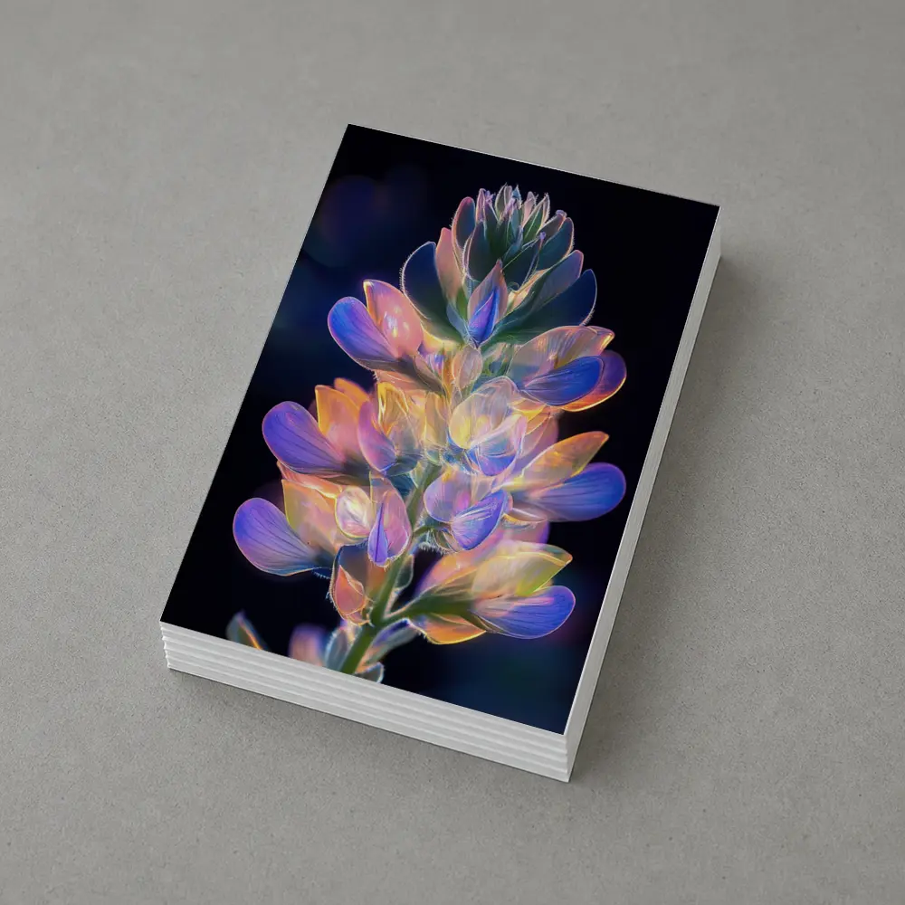 Glowing Lupin Flower Dark Background Neon – Postcards