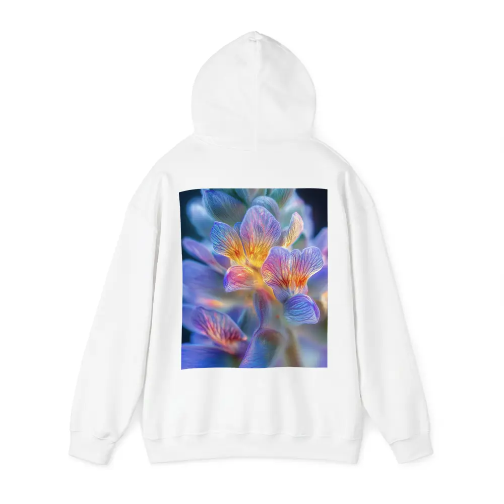Glowing Freesia Flower Close Up Blue Background – Hoodies