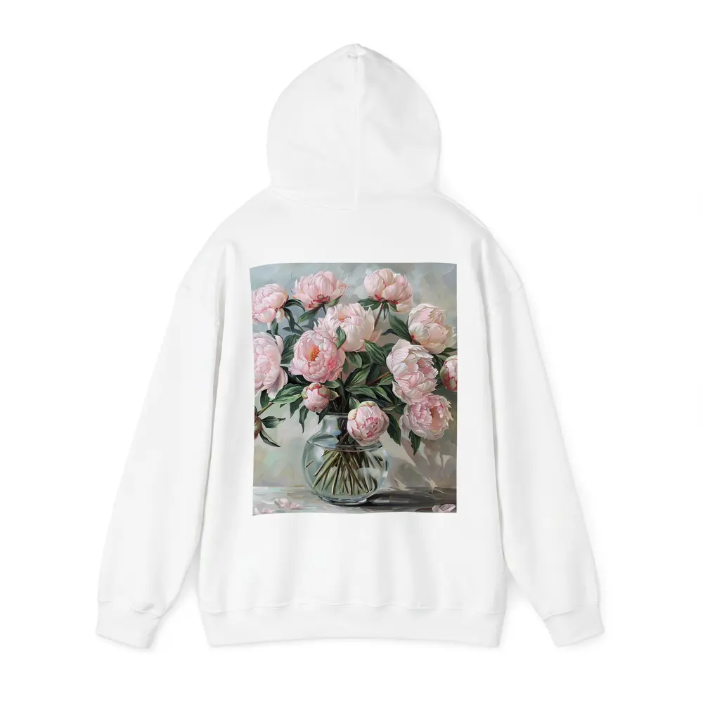 Pink Peonies Glass Vase Oil Painting – Hoodies