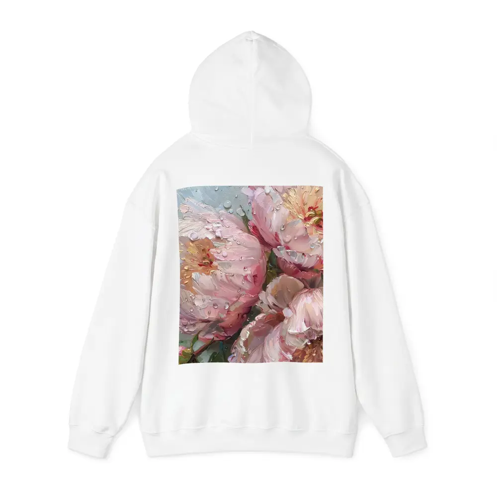 Pink Peonies Oil Painting Rainy Day – Hoodies