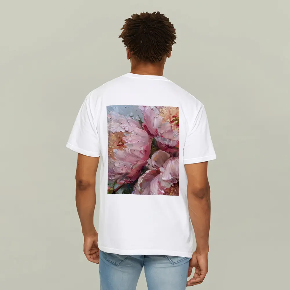 Pink Peonies Oil Painting Rainy Day – T-Shirts