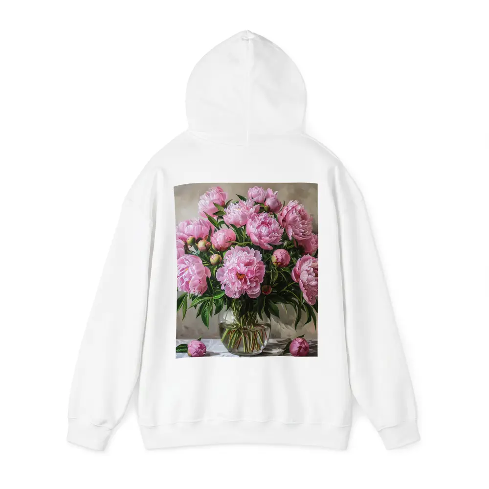 Pink Peonies Bouquet Glass Vase Painting – Hoodies