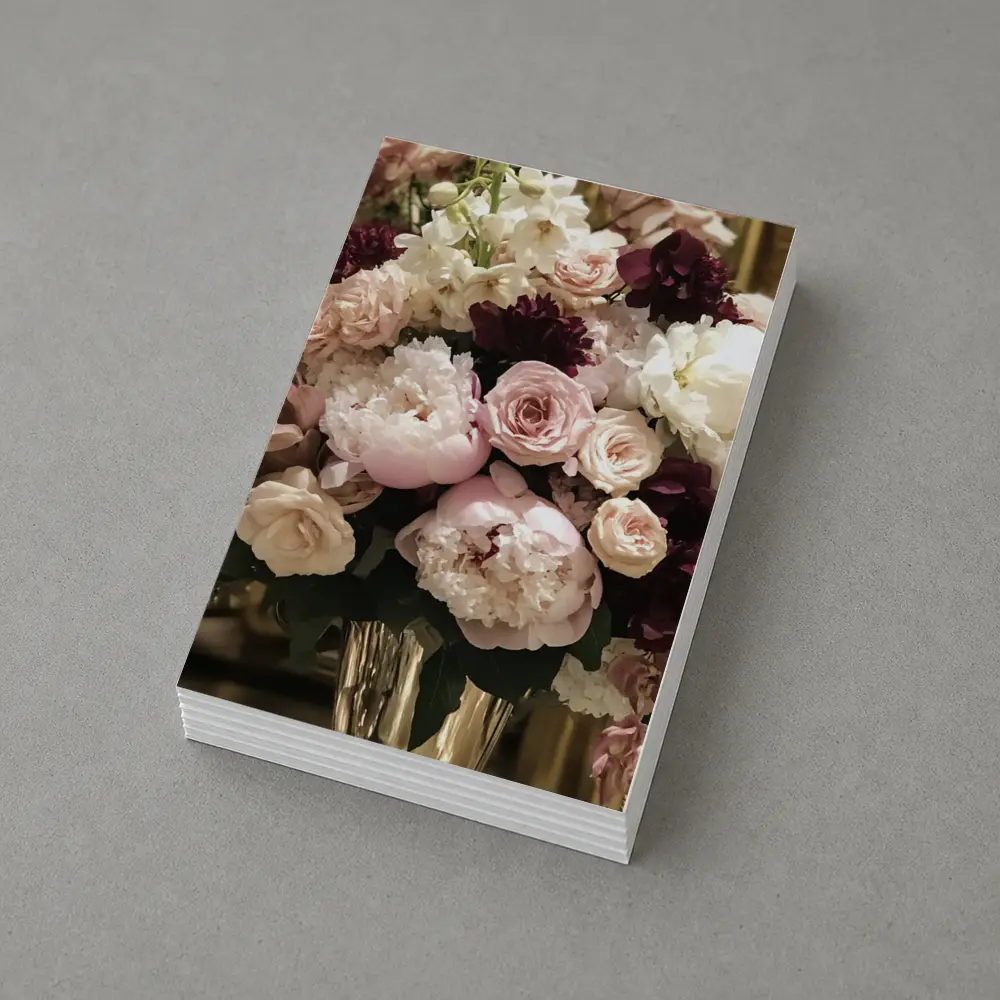 Pink Peonies Roses Burgundy Floral Bouquet – Postcards