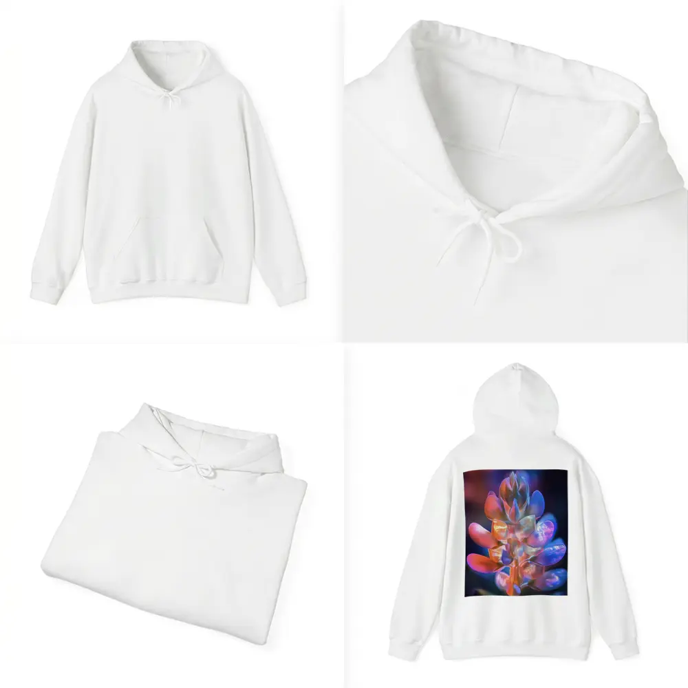 Neon Lupine Flower Dark Bokeh Background – Hoodies