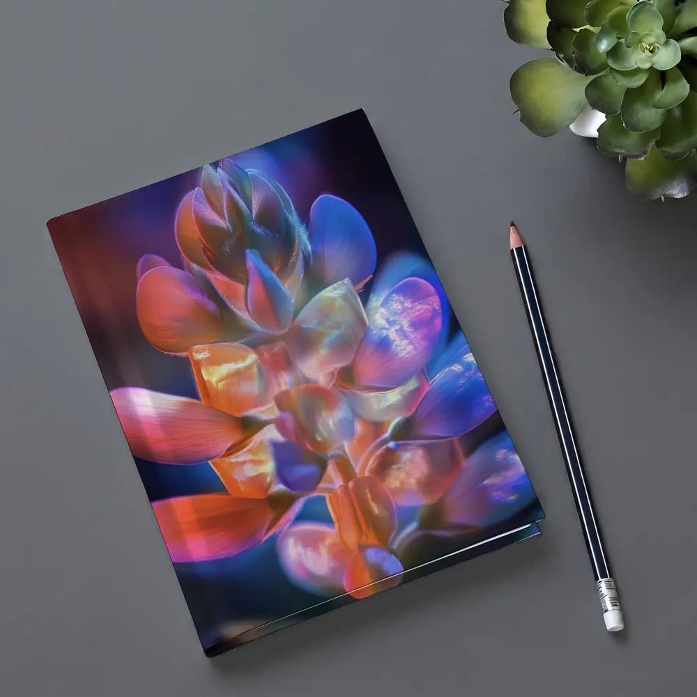 Neon Lupine Flower Dark Bokeh Background – Notebooks