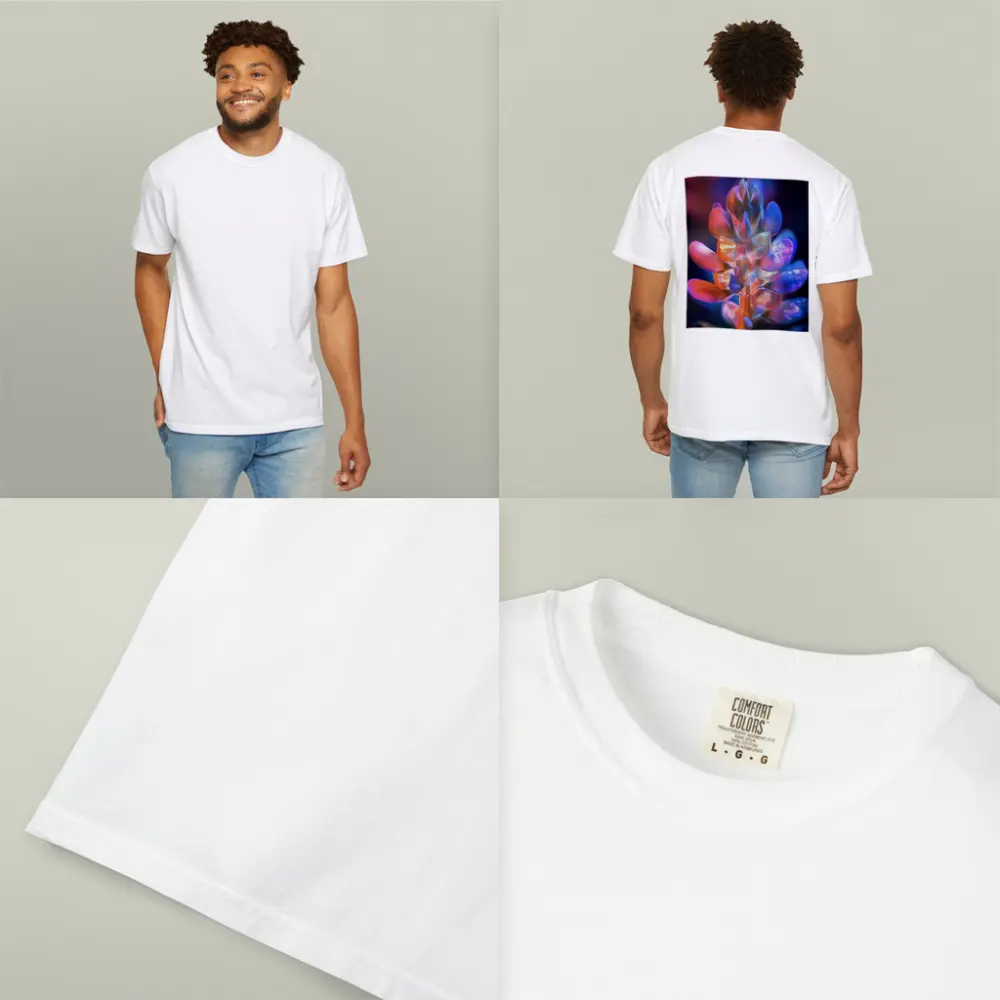 Neon Lupine Flower Dark Bokeh Background – T-Shirts