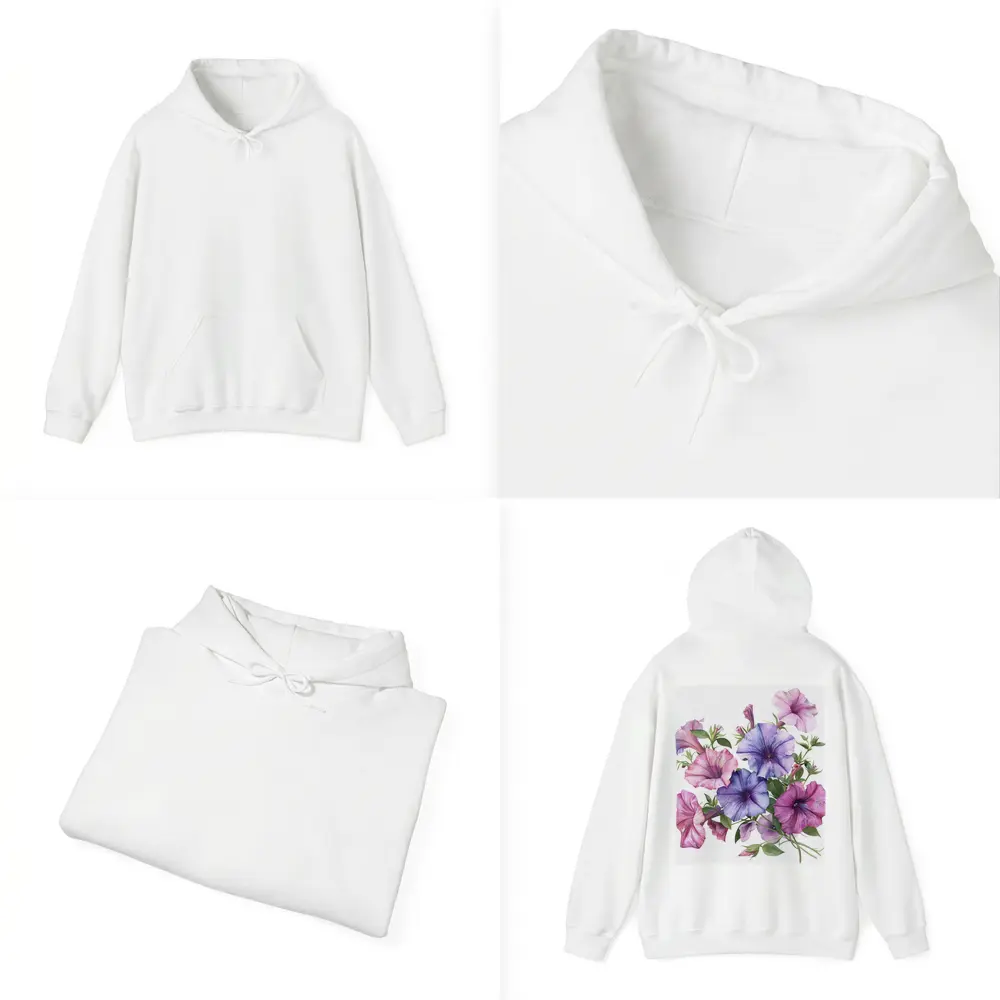 Watercolor Petunia Flowers Pink Purple Bouquet – Hoodies