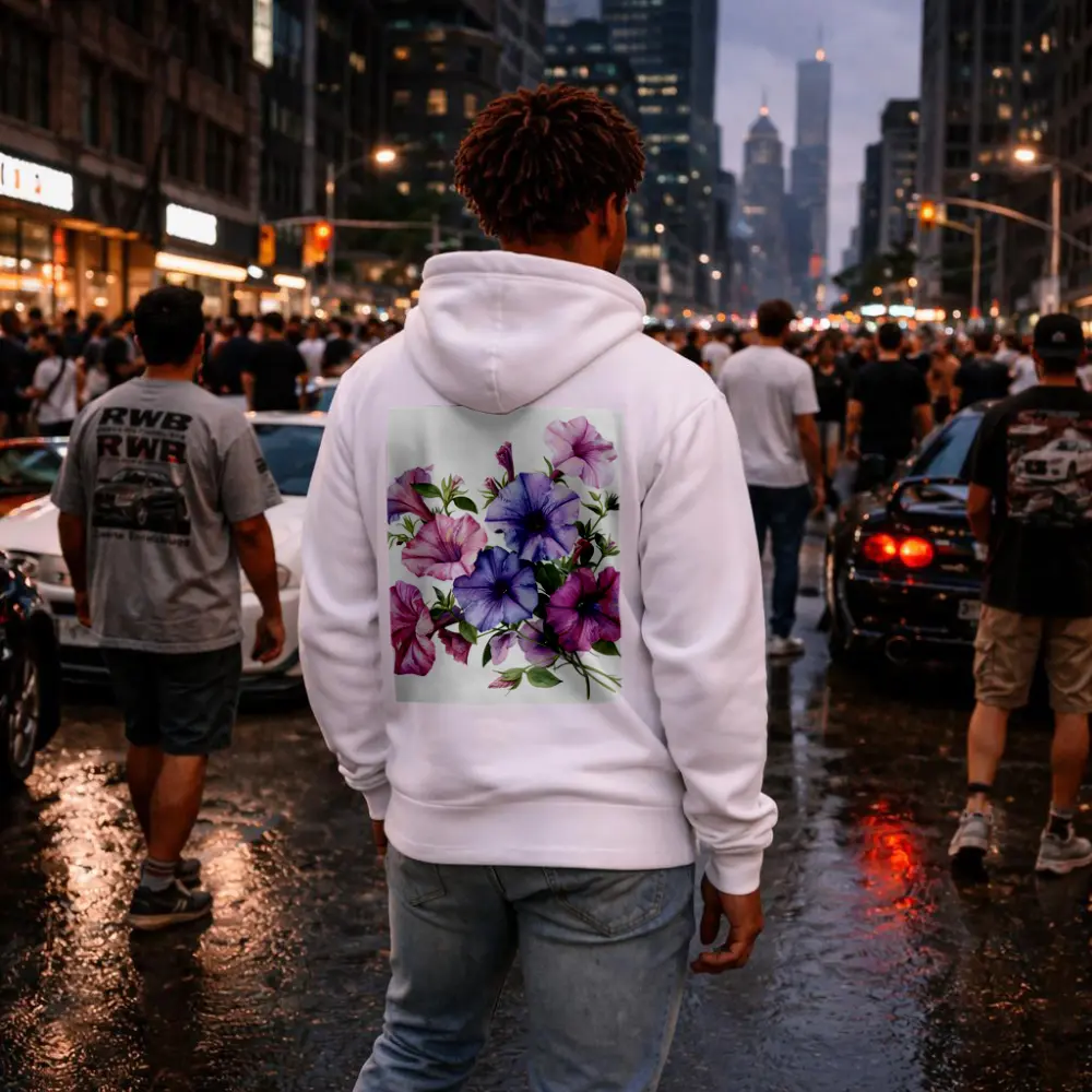 Watercolor Petunia Flowers Pink Purple Bouquet – Hoodies