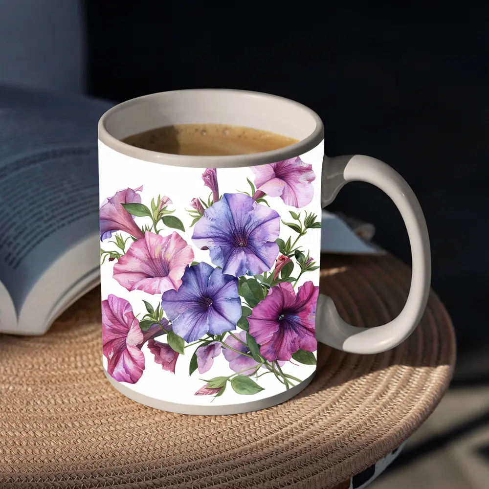 Watercolor Petunia Flowers Pink Purple Bouquet – Mugs