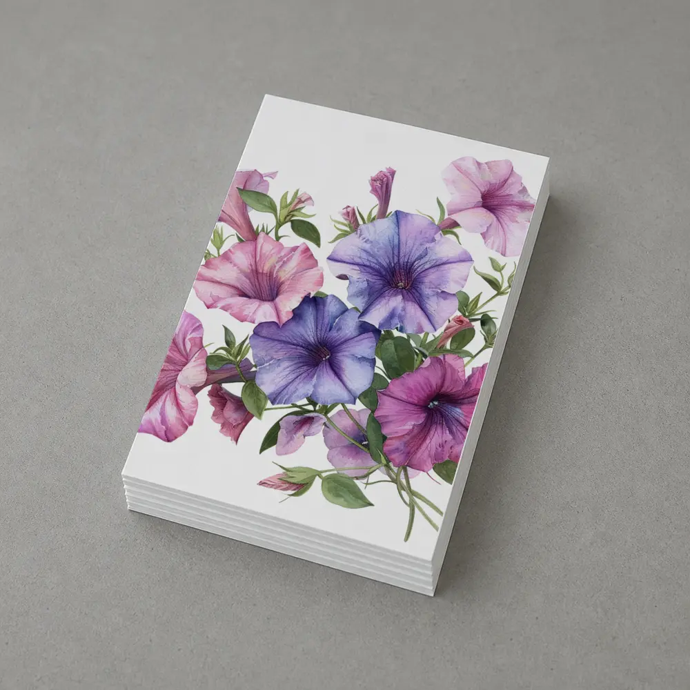Watercolor Petunia Flowers Pink Purple Bouquet – Postcards