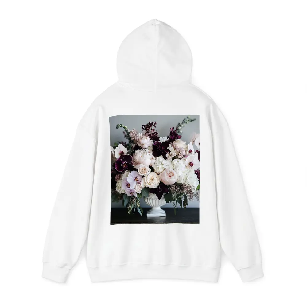 Peonies Orchids Roses Dark Plum Floral Arrangement – Hoodies