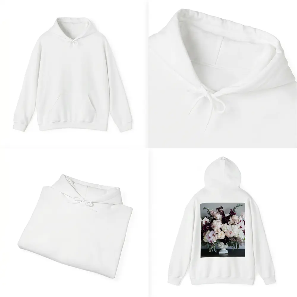 Peonies Orchids Roses Dark Plum Floral Arrangement – Hoodies