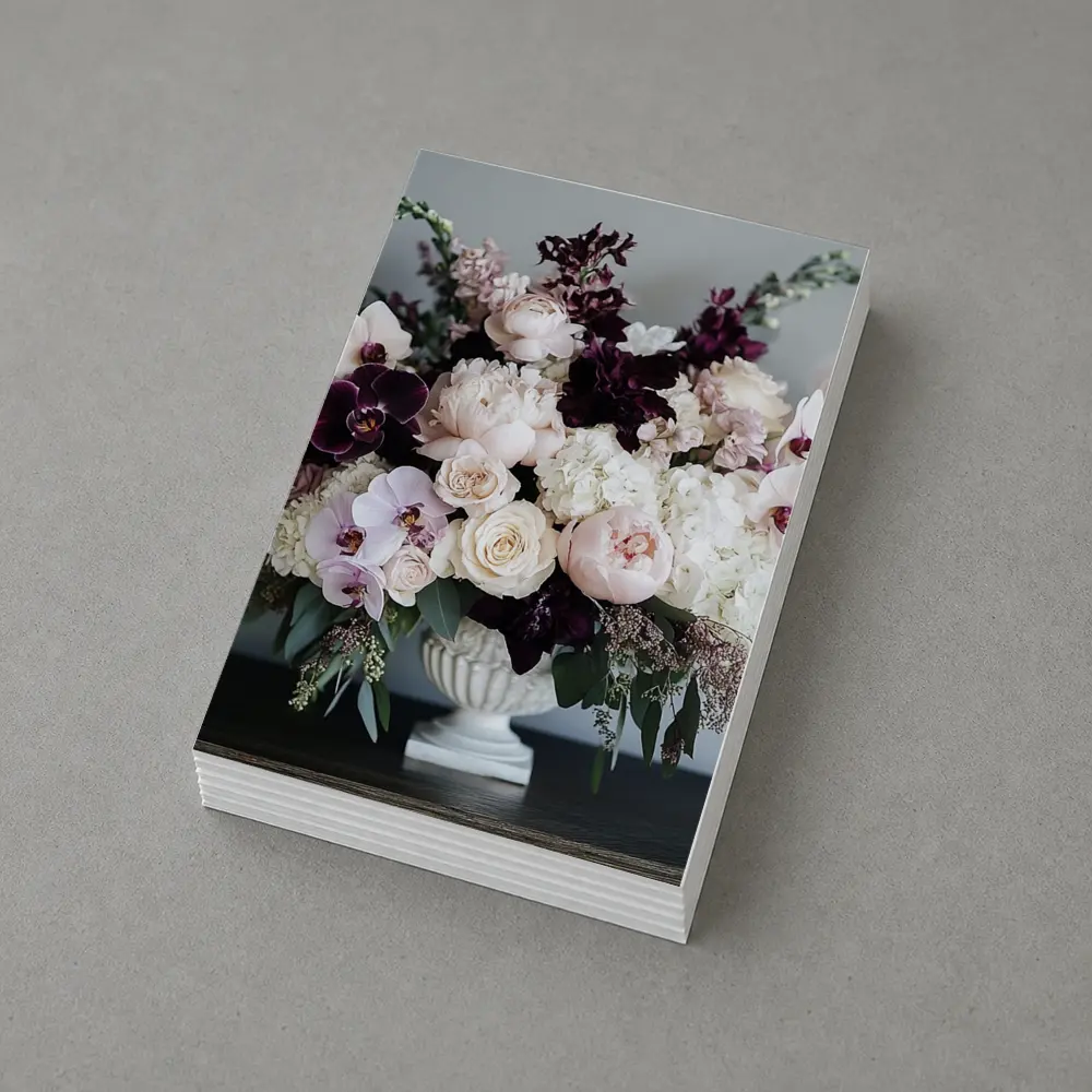 Peonies Orchids Roses Dark Plum Floral Arrangement – Postcards