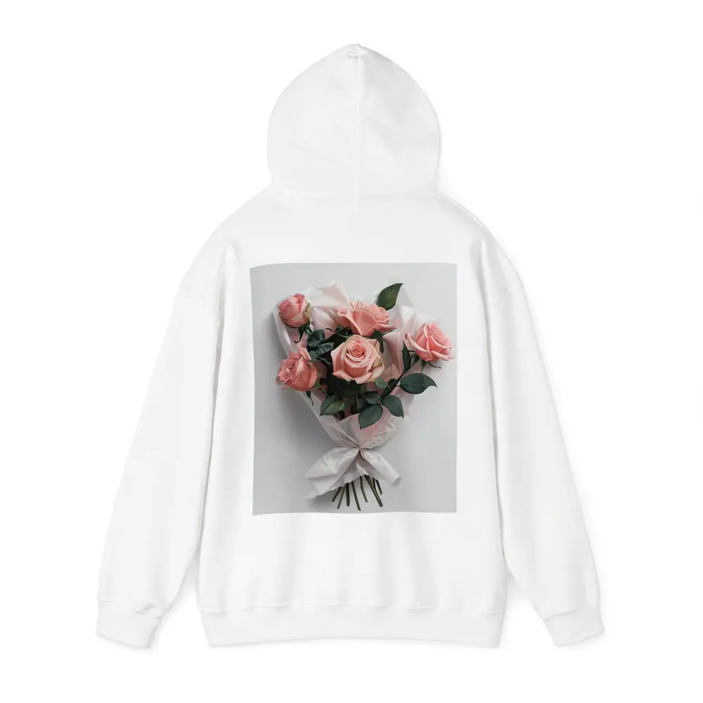 Pink Roses Bouquet Wrapped White Paper – Hoodies