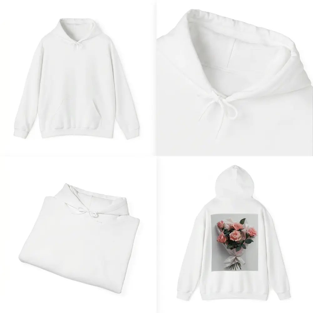 Pink Roses Bouquet Wrapped White Paper – Hoodies