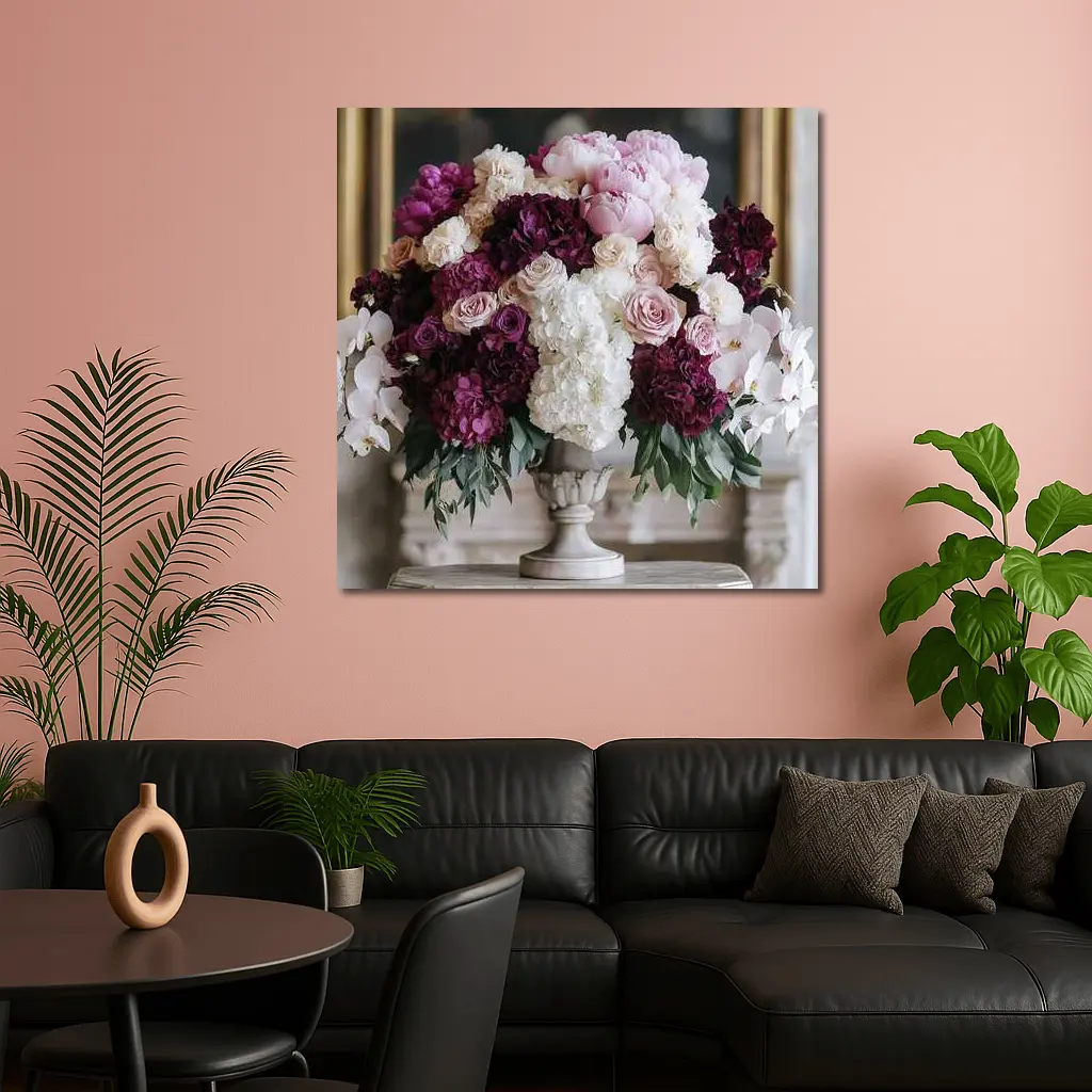 Peonies Hydrangea Roses Orchids Elegant Arrangement – Wall Art