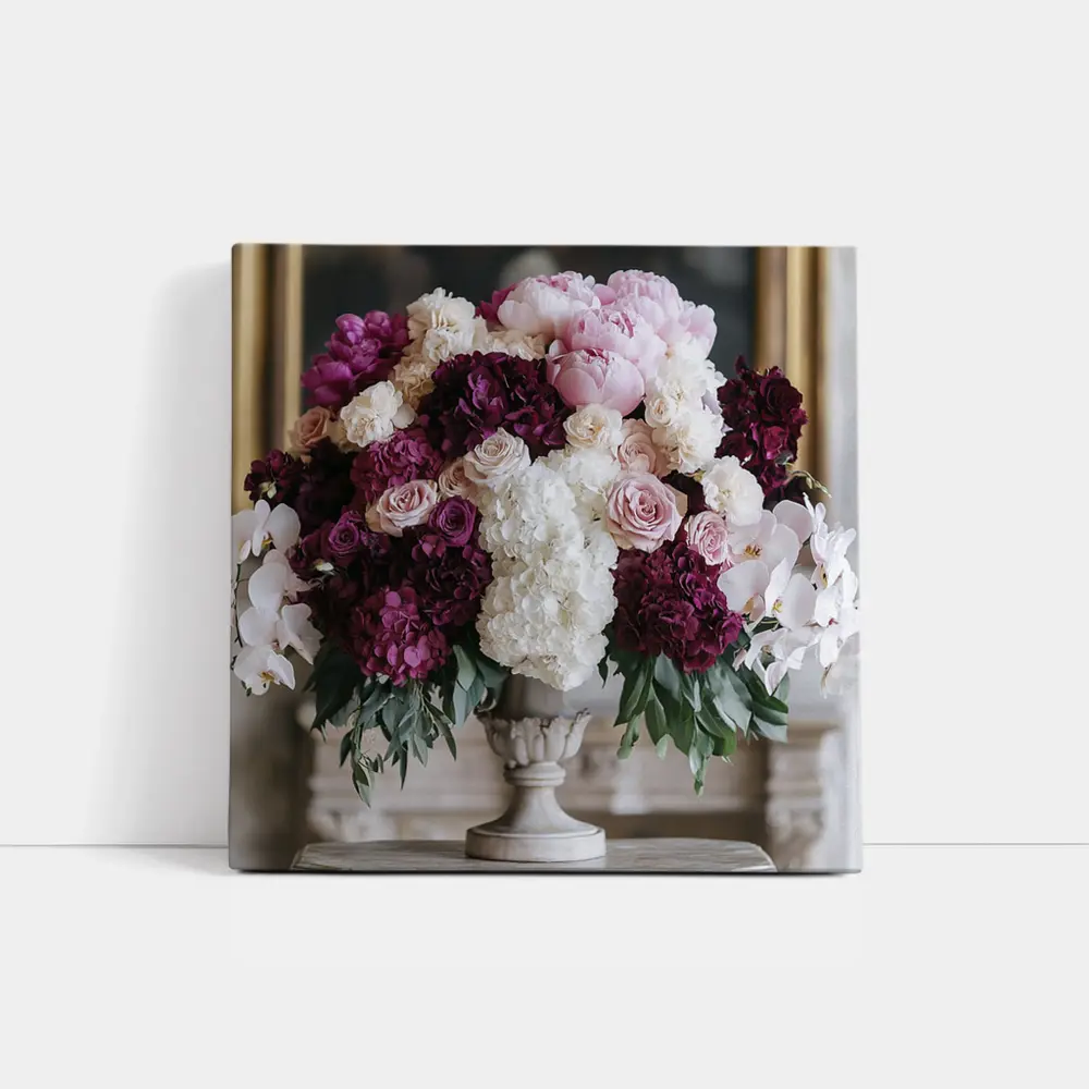 Peonies Hydrangea Roses Orchids Elegant Arrangement – Wall Art
