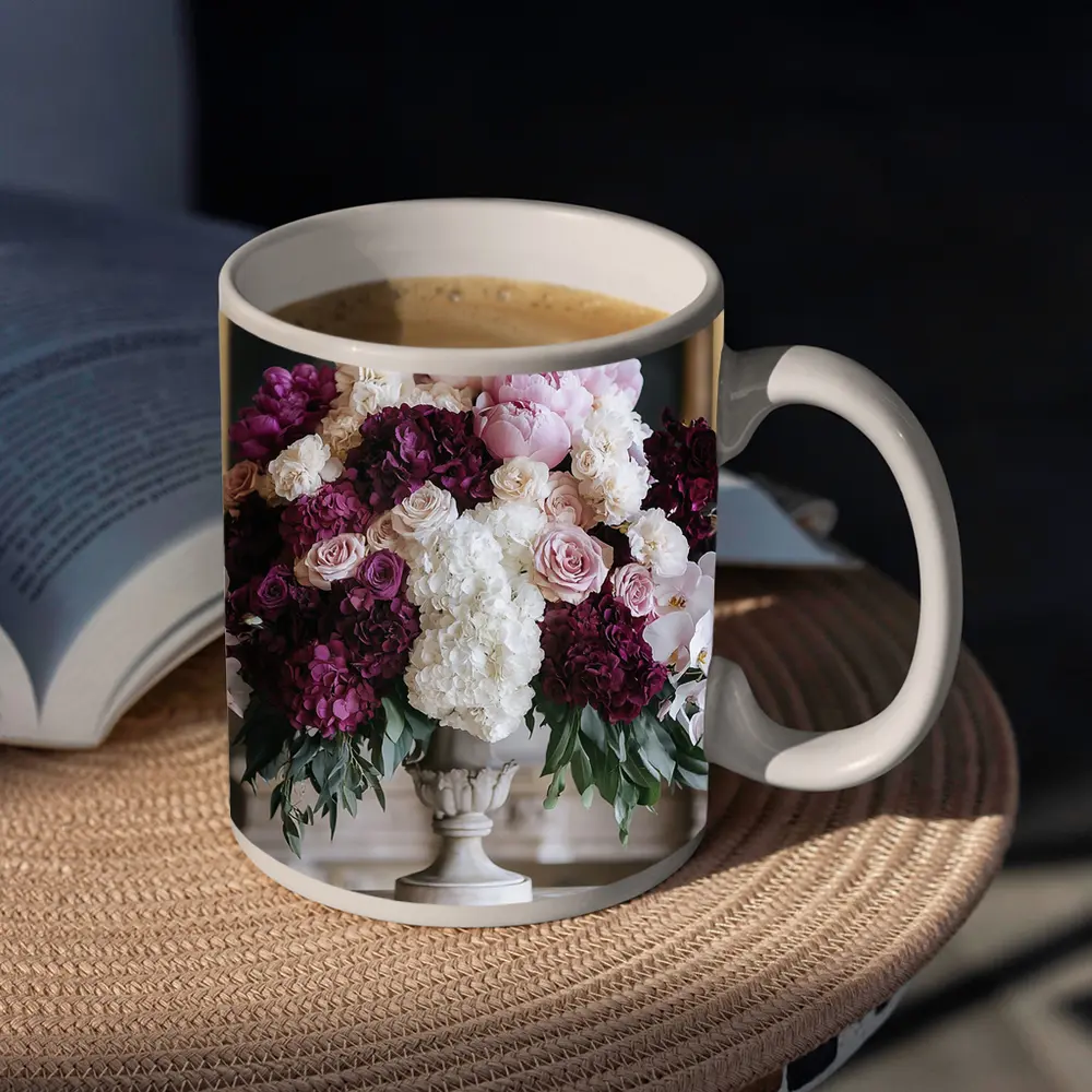 Peonies Hydrangea Roses Orchids Elegant Arrangement – Mugs