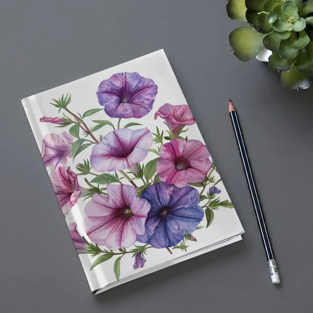 Petunia Flowers Botanical Illustration Pink Purple – Notebooks