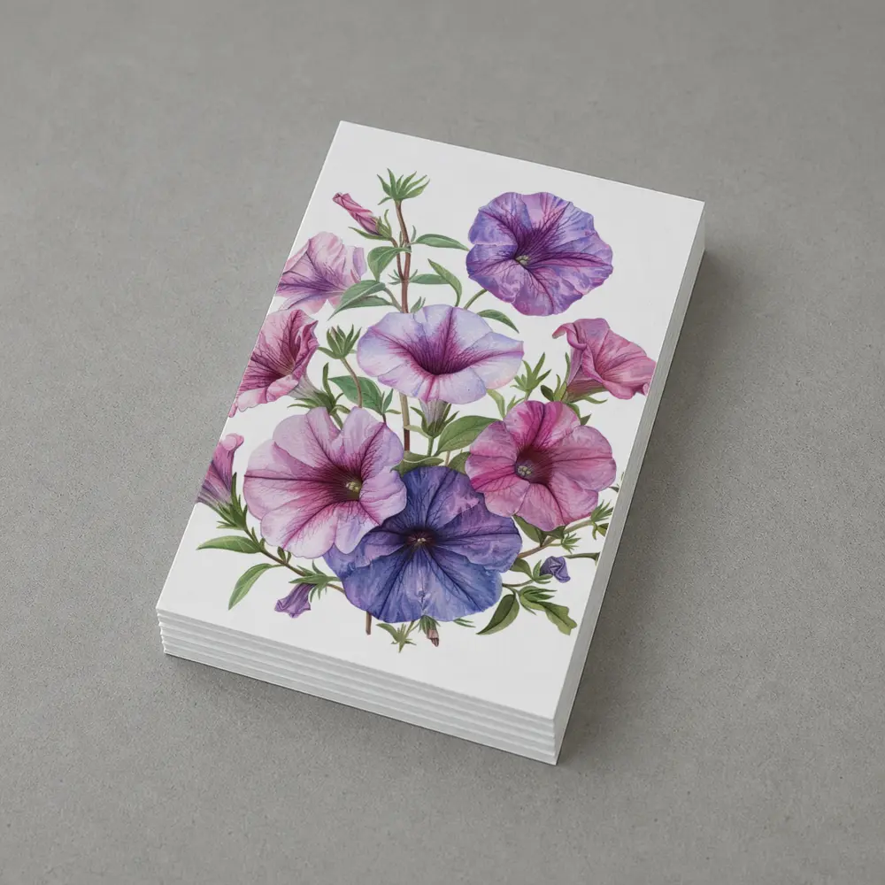 Petunia Flowers Botanical Illustration Pink Purple – Postcards
