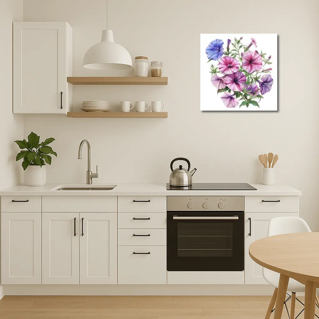 Petunia Flowers Botanical Watercolor Art Purple Pink – Wall Art
