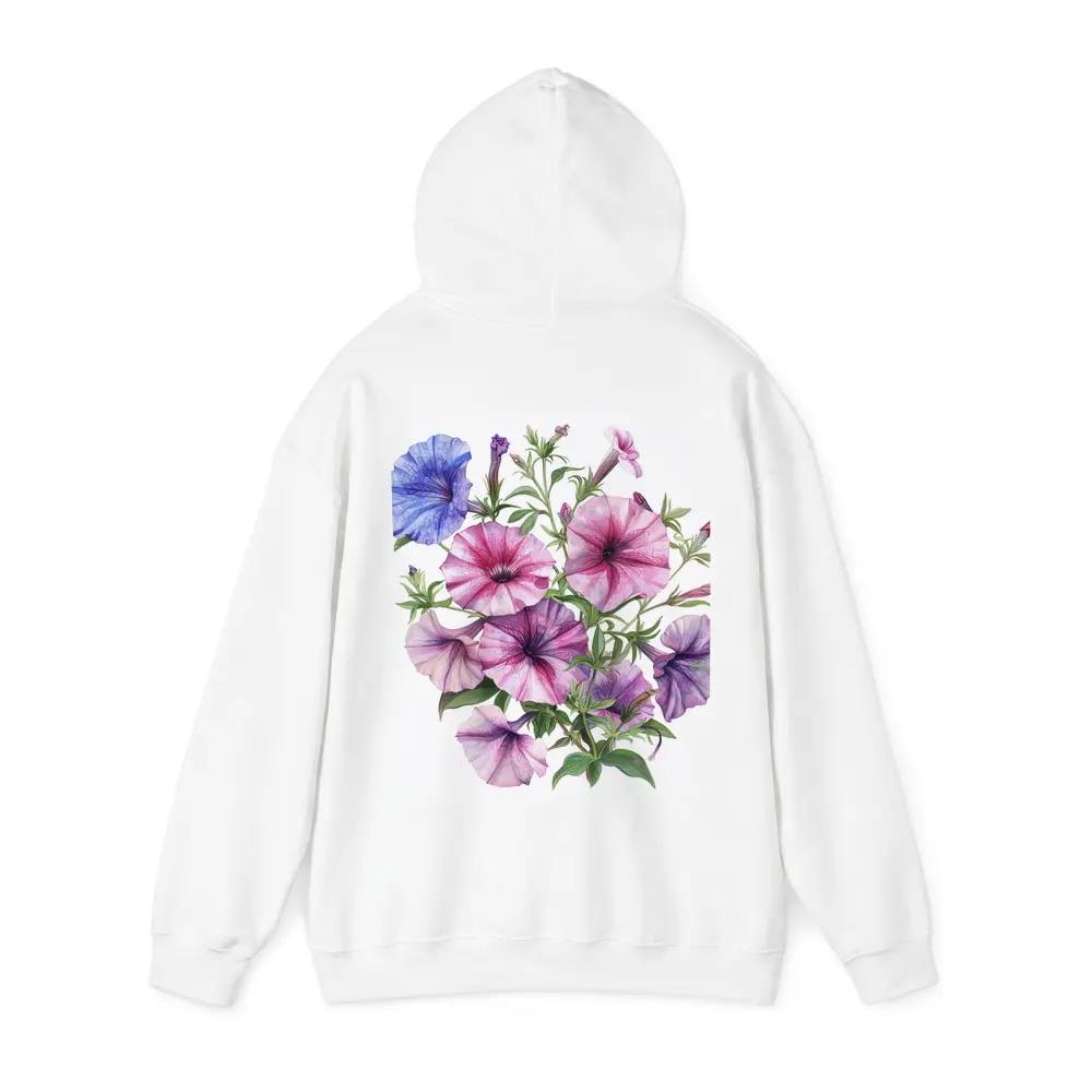 Petunia Flowers Botanical Watercolor Art Purple Pink – Hoodies