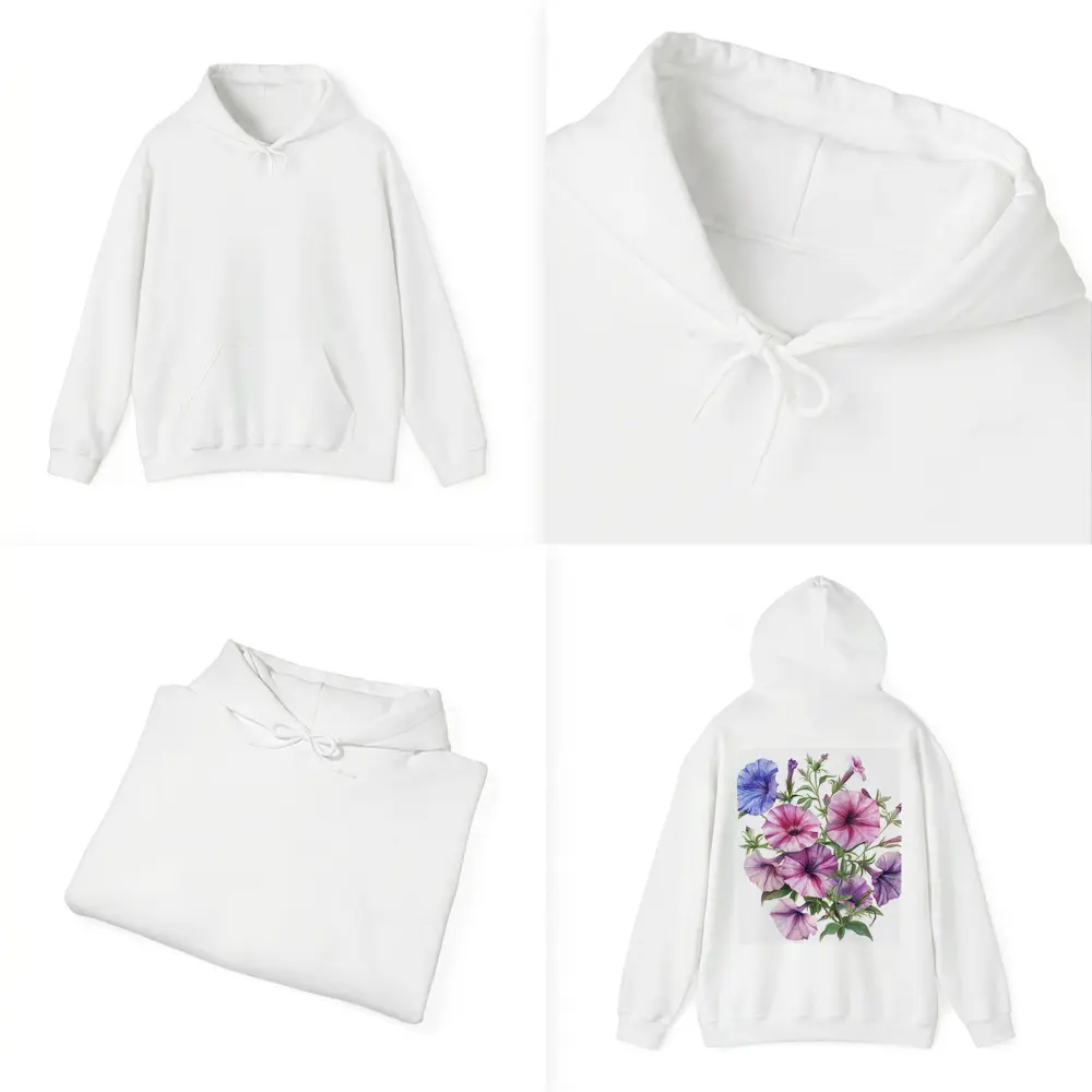 Petunia Flowers Botanical Watercolor Art Purple Pink – Hoodies