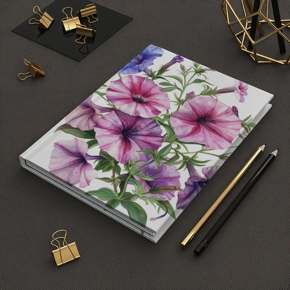 Petunia Flowers Botanical Watercolor Art Purple Pink – Notebooks