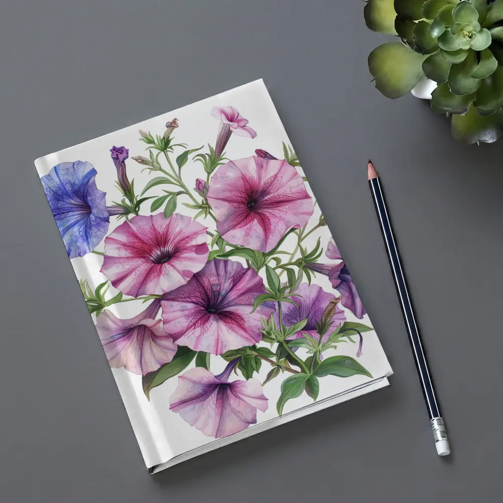 Petunia Flowers Botanical Watercolor Art Purple Pink – Notebooks