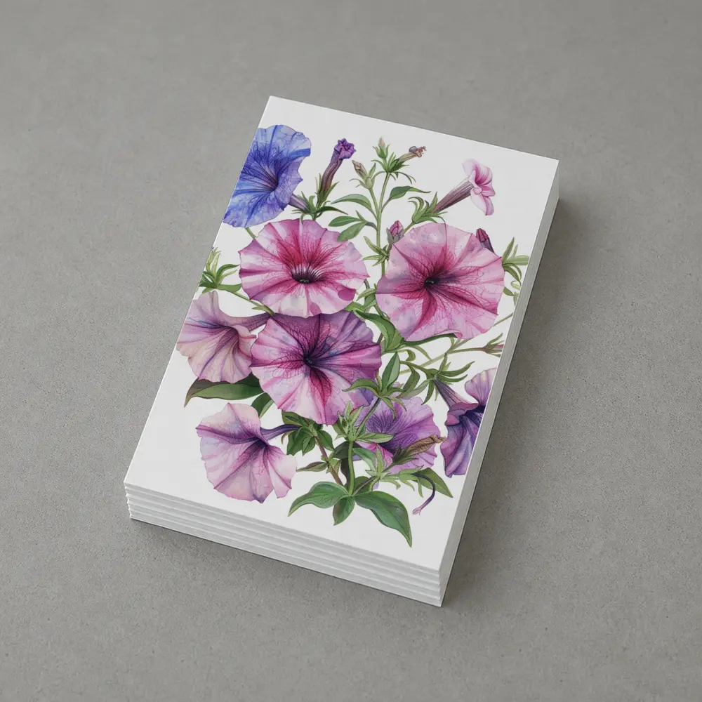 Petunia Flowers Botanical Watercolor Art Purple Pink – Postcards