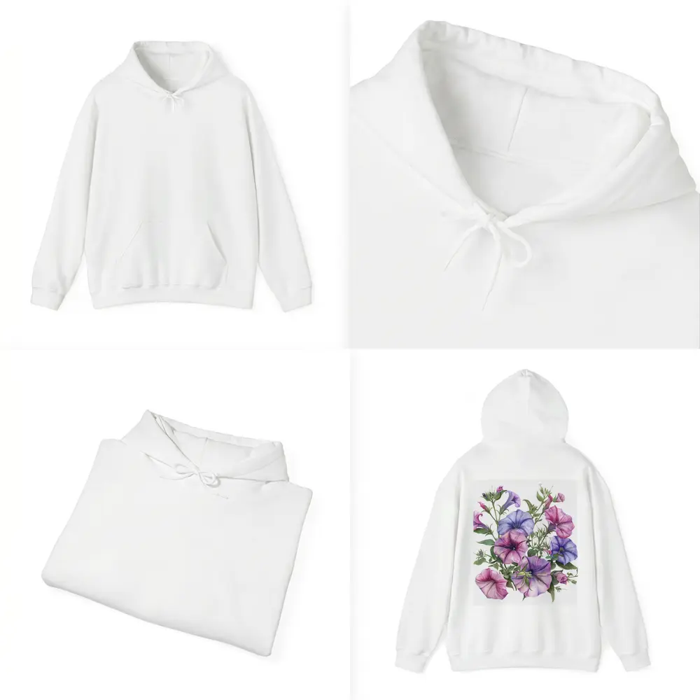 Petunia Flowers Watercolor Botanical Art White – Hoodies