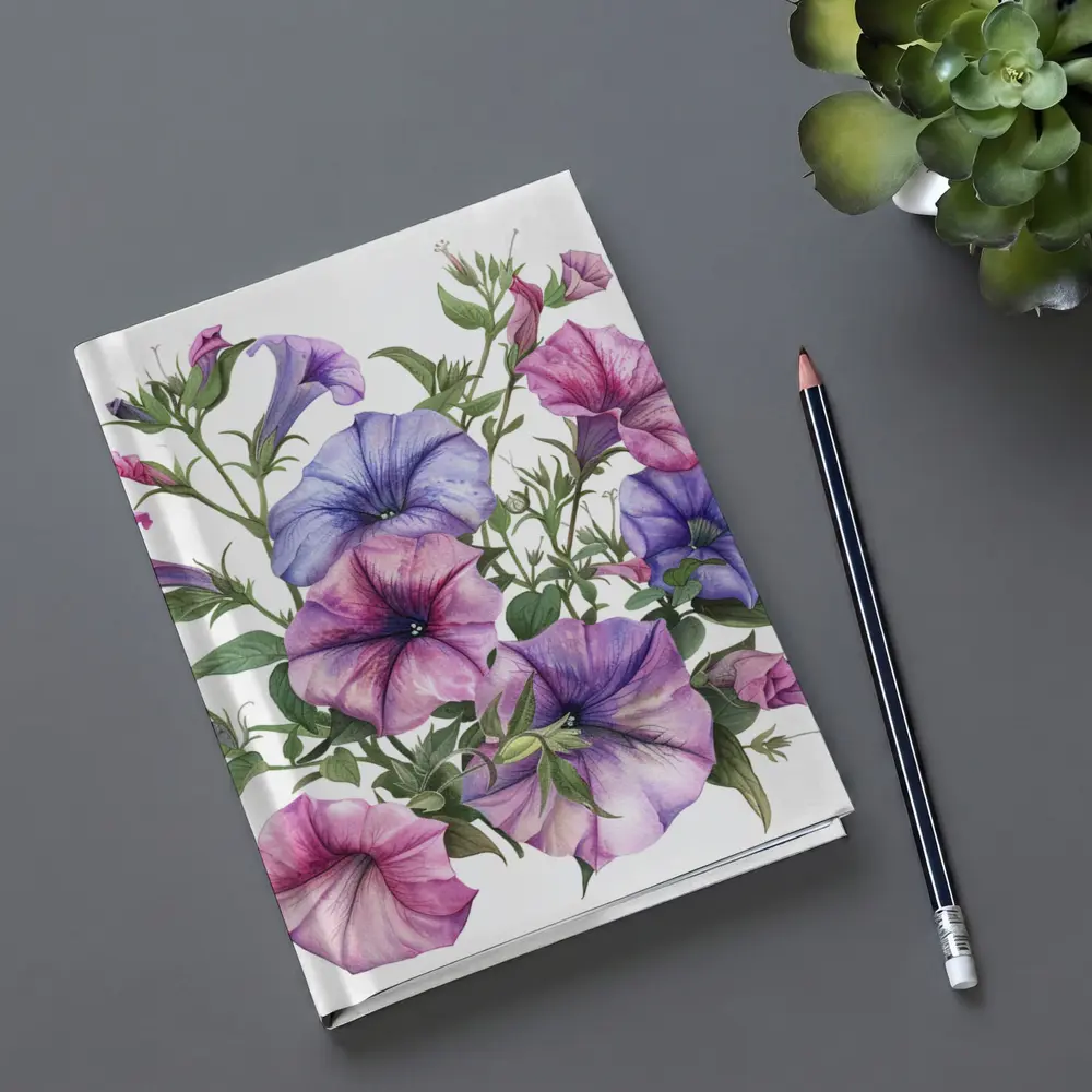 Petunia Flowers Watercolor Botanical Art White – Notebooks