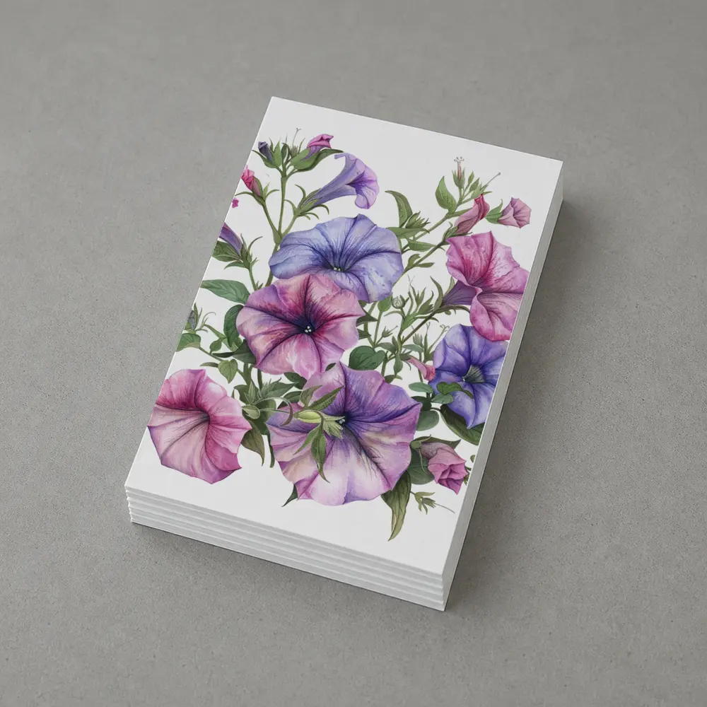 Petunia Flowers Watercolor Botanical Art White – Postcards