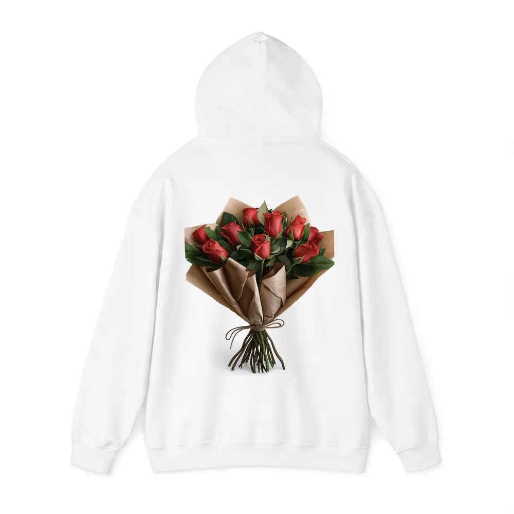 Red Roses Bouquet Wrapped In Kraft Paper – Hoodies